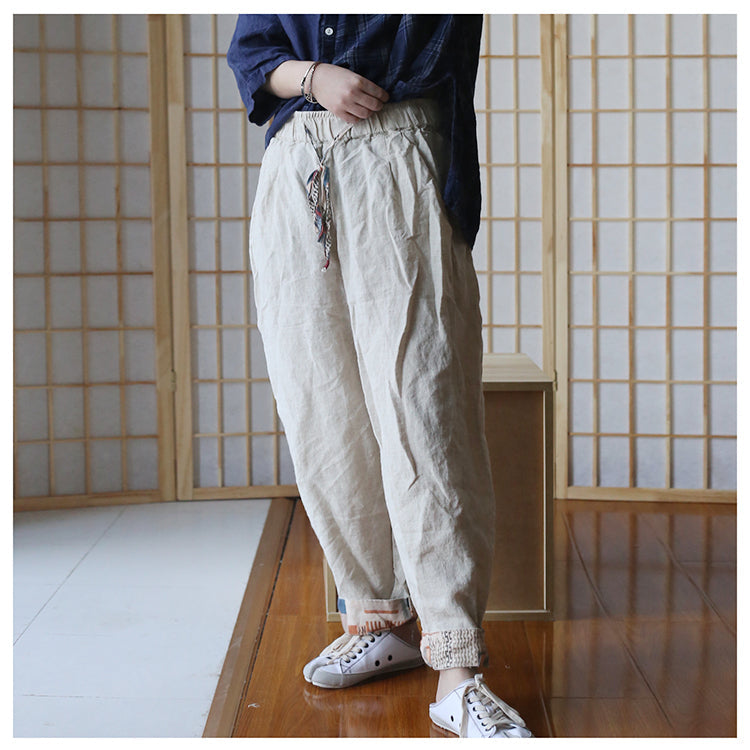 Summer Autumn Linen Wide Leg Pants Women Casual Pants with Pockets PZ97269 VPPBUY shop