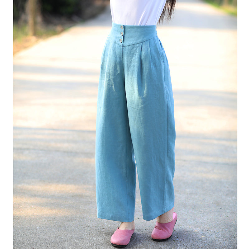 Linen Summer Autumn Women Casual Pants with Pockets SMM97201 VPPBUY shop