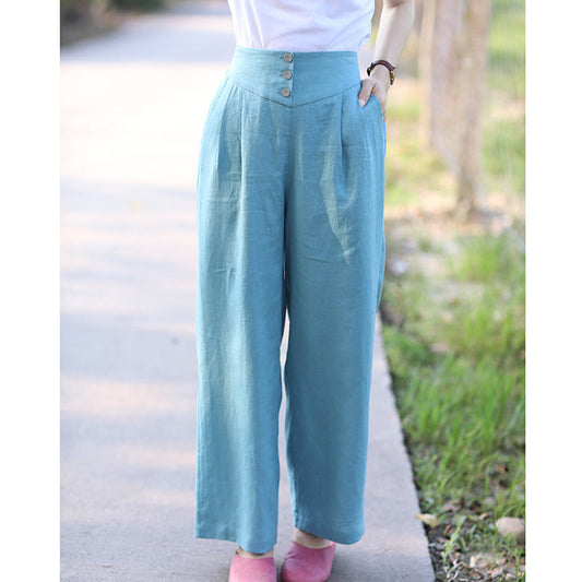 Linen Summer Autumn Women Casual Pants with Pockets SMM97201 VPPBUY shop