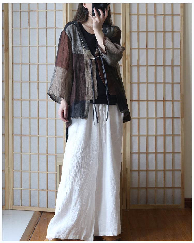 White Wide Leg Pants Linen Summer Autumn Women Casual Pants  PZ97246 VPPBUY shop