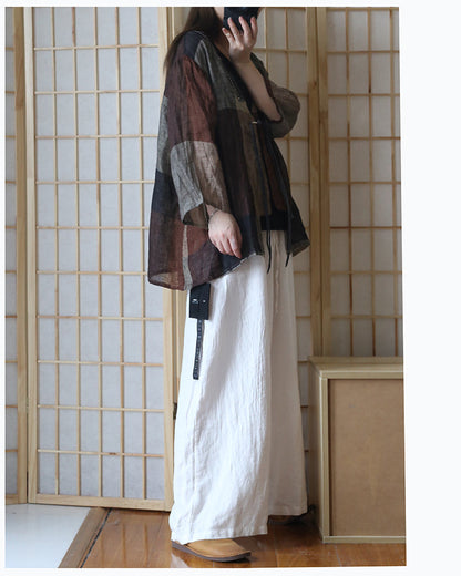 White Wide Leg Pants Linen Summer Autumn Women Casual Pants  PZ97246 VPPBUY shop