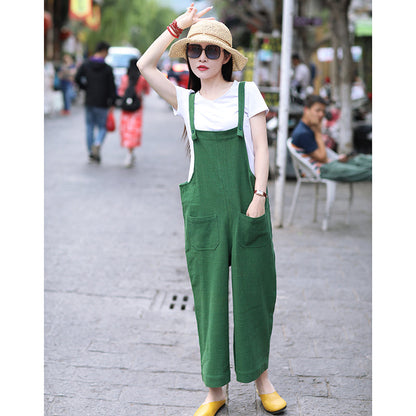 Green Linen Summer Autumn Women Casual Pants with Pockets SMM97204 VPPBUY shop