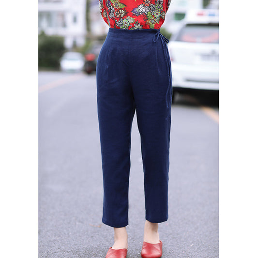 Linen Summer Autumn Women Casual Pants with Pockets SMM97205 VPPBUY shop