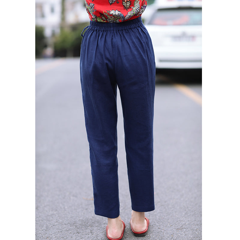 Linen Summer Autumn Women Casual Pants with Pockets SMM97205 VPPBUY shop