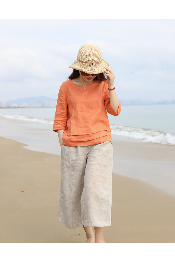 Linen Summer Autumn Women Casual Pants with Pockets SMM97239 VPPBUY shop