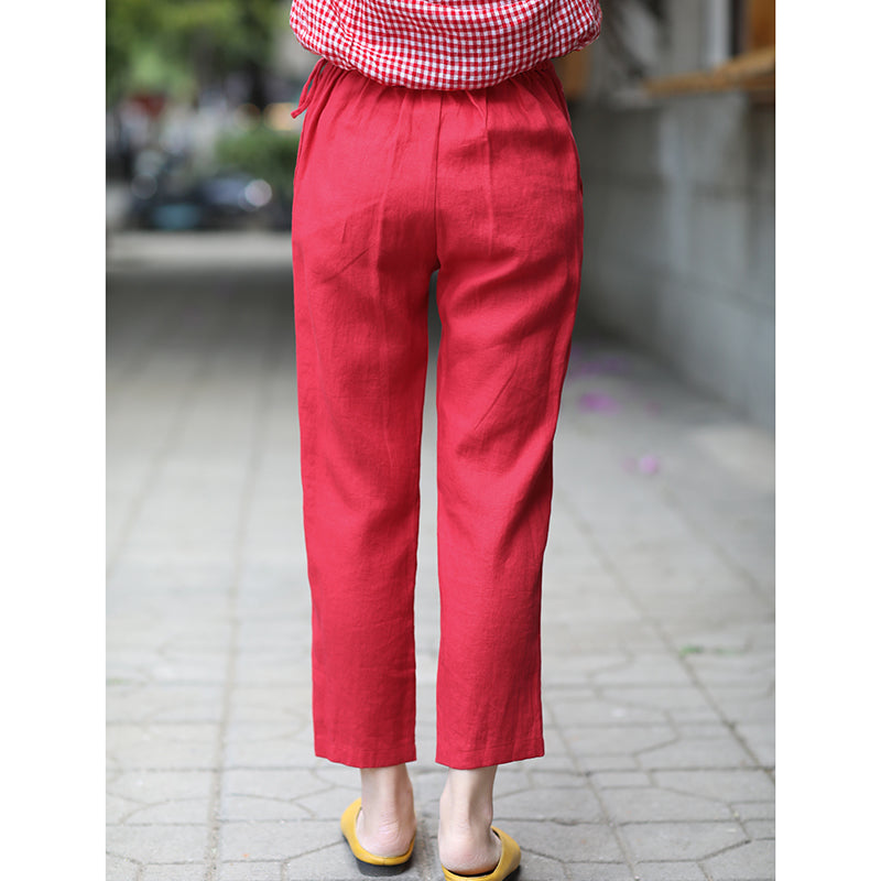 Linen Summer Autumn Women Casual Pants with Pockets SMM97207 VPPBUY shop