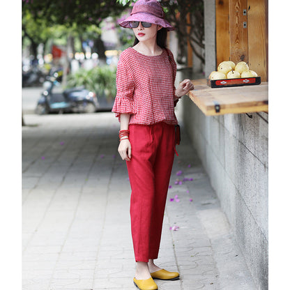 Linen Summer Autumn Women Casual Pants with Pockets SMM97207 VPPBUY shop