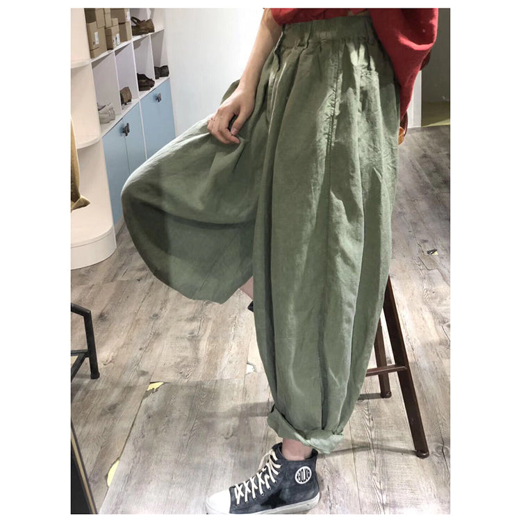 Wide Leg Pants Linen Summer Autumn Women Casual Pants with Pockets PZ97252 VPPBUY shop