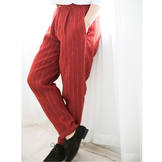 Stripe Linen Wide Leg Summer Women Casual Pants SJ97204 VPPBUY shop