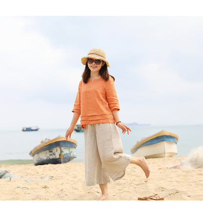 Linen Summer Autumn Women Casual Pants with Pockets SMM97239 VPPBUY shop