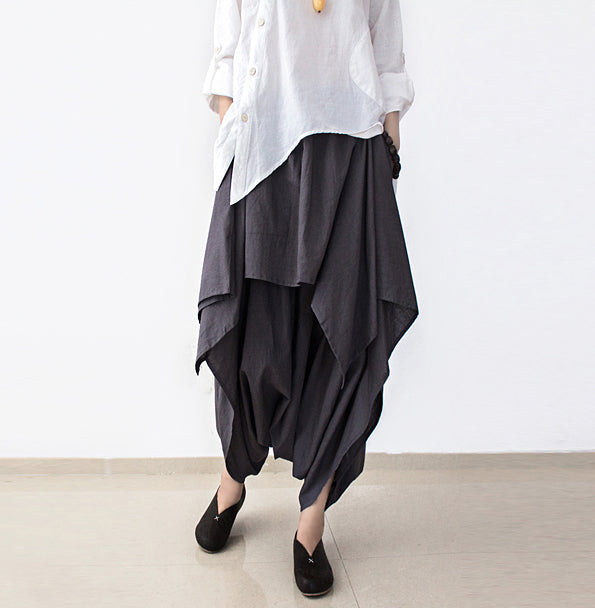 Linen Women  Crotch Pants With Wide Legs AMT96222 VPPBUY shop