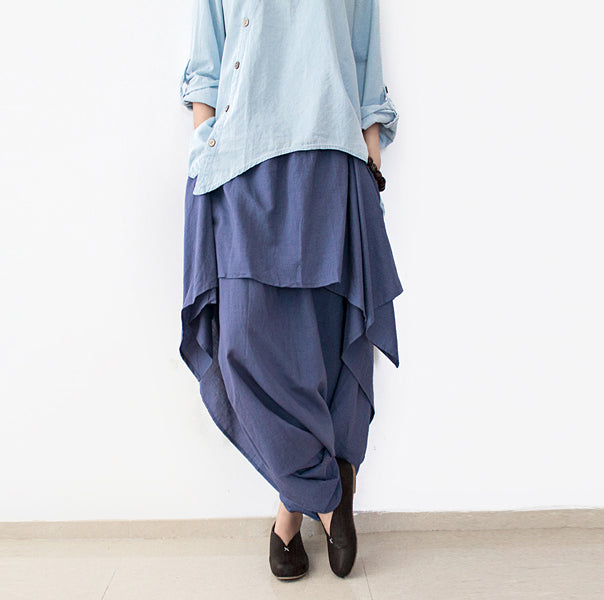 Linen Women  Crotch Pants With Wide Legs AMT96222 VPPBUY shop