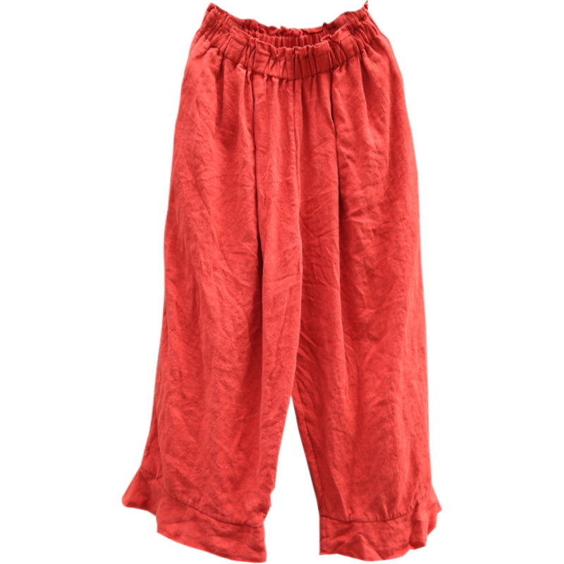 Red Wrinkle Women Casual Linen Pants Z98404 VPPBUY shop