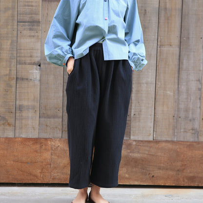 Black Women Casual Linen Wide Leg Pants Z98406 VPPBUY shop