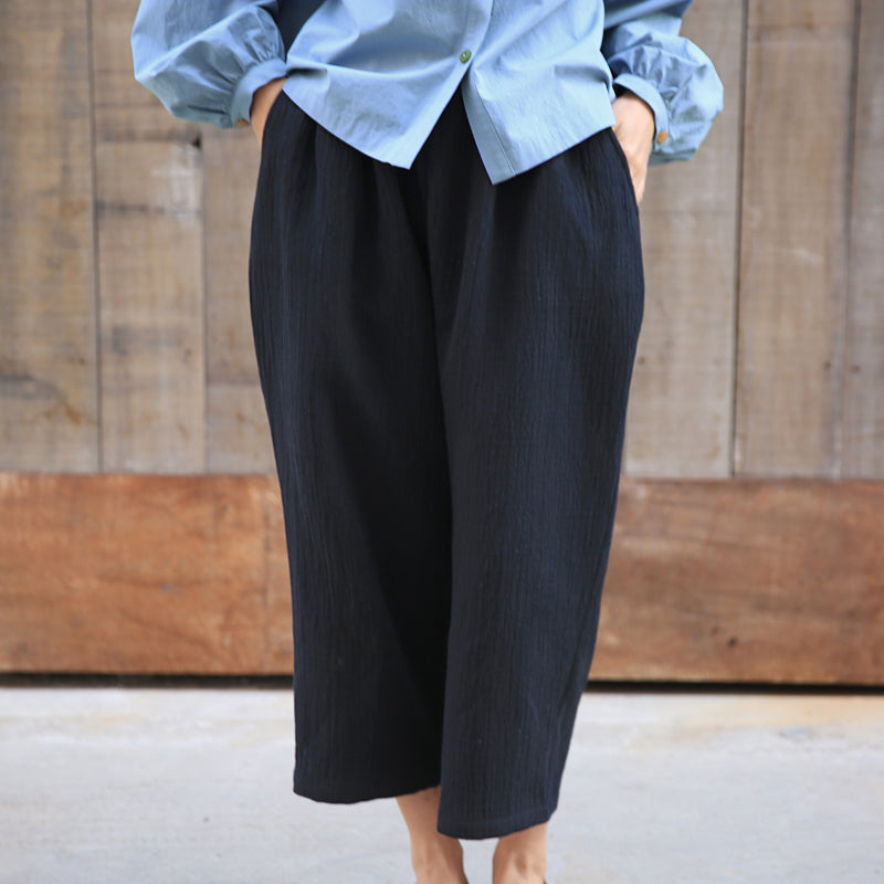 Black Women Casual Linen Wide Leg Pants Z98406 VPPBUY shop