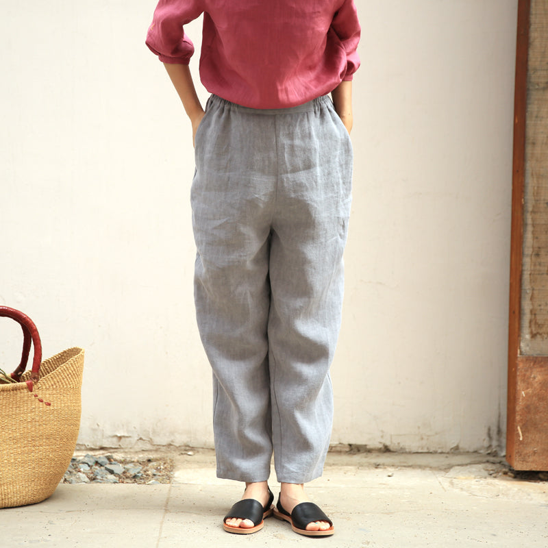 Gray Women Casual Linen Pants Z98410 VPPBUY shop