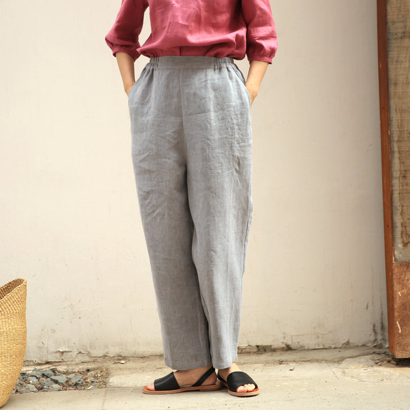 Gray Women Casual Linen Pants Z98410 VPPBUY shop