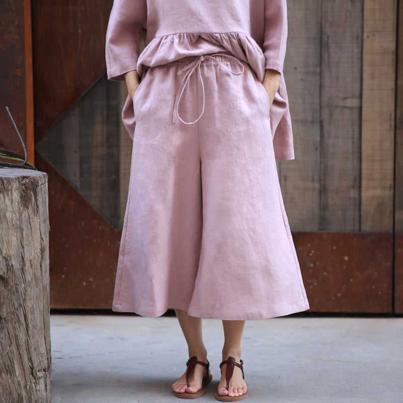 Pink Summer Autumn Women Casual Linen Wide Leg Pants Z98412 VPPBUY shop