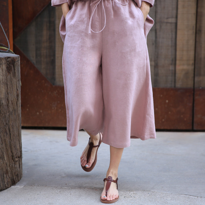 Pink Summer Autumn Women Casual Linen Wide Leg Pants Z98412 VPPBUY shop