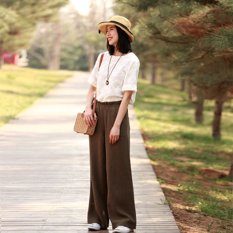 Spring Autumn Women Casual Linen Pants with Pockets SXM97277 VPPBUY shop