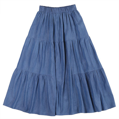 Denim Cotton Women's Skirts Summer Linen Skirt Elastic Waist SSM09754 VPPBUY shop