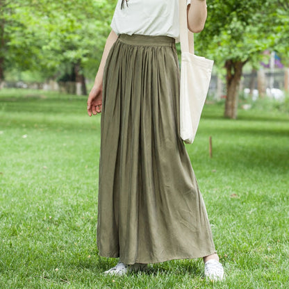 Women's Skirts Summer Linen Skirt Elastic Waist SXM09757 VPPBUY shop