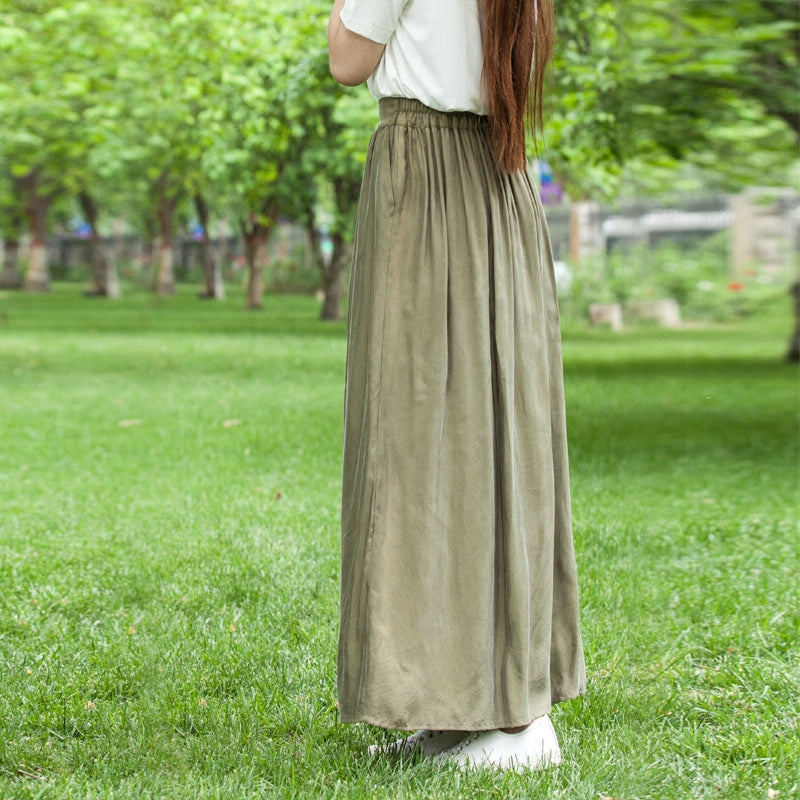 Women's Skirts Summer Linen Skirt Elastic Waist SXM09757 VPPBUY shop