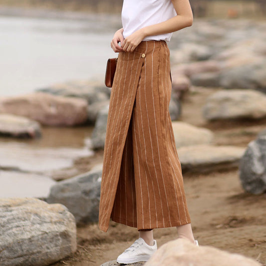 Women's Skirts Summer Linen Skirt Elastic Waist SXM09758 VPPBUY shop