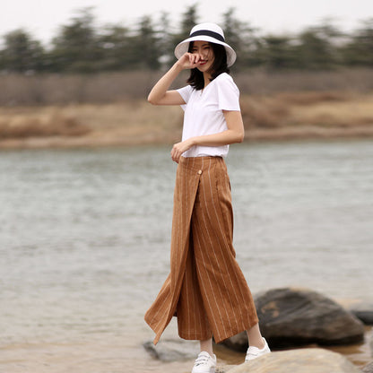 Women's Skirts Summer Linen Skirt Elastic Waist SXM09758 VPPBUY shop