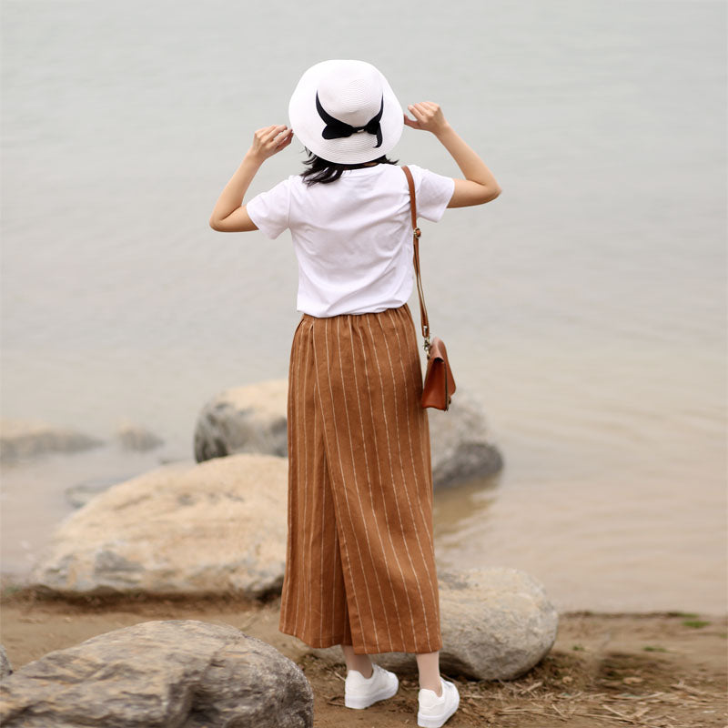 Women's Skirts Summer Linen Skirt Elastic Waist SXM09758 VPPBUY shop