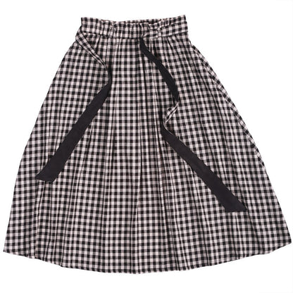 Plaid Women's Skirts Summer Linen Skirt Elastic Waist SSM09753 VPPBUY shop