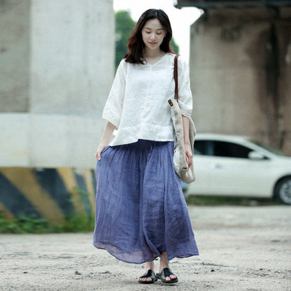 Women's Skirts Summer Linen Skirt  GU98404 VPPBUY shop