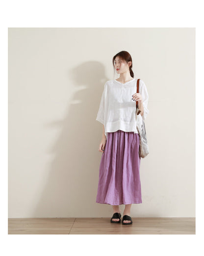 Women's Skirts Summer Linen Skirt  GU98406 VPPBUY shop