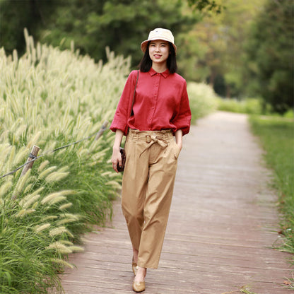 Spring Autumn Women Casual cotton Pants with Pockets SXM97275 VPPBUY shop