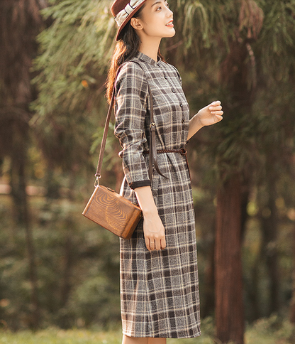 Plaid Summer Cotton Linen Spring Women Dresses QJ05083 VPPBUY shop