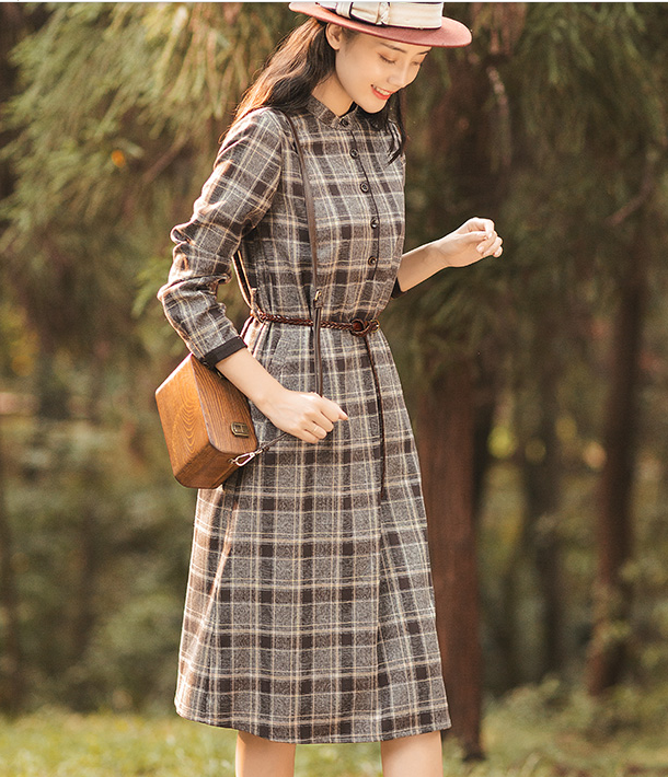 Plaid Summer Cotton Linen Spring Women Dresses QJ05083 VPPBUY shop