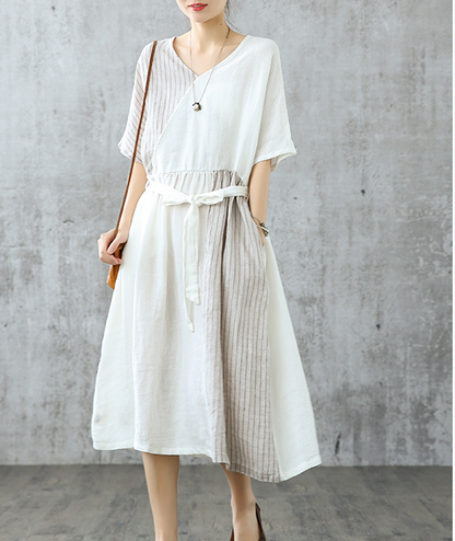 Summer Cotton Linen Spring Women Dresses QJ05085 VPPBUY shop