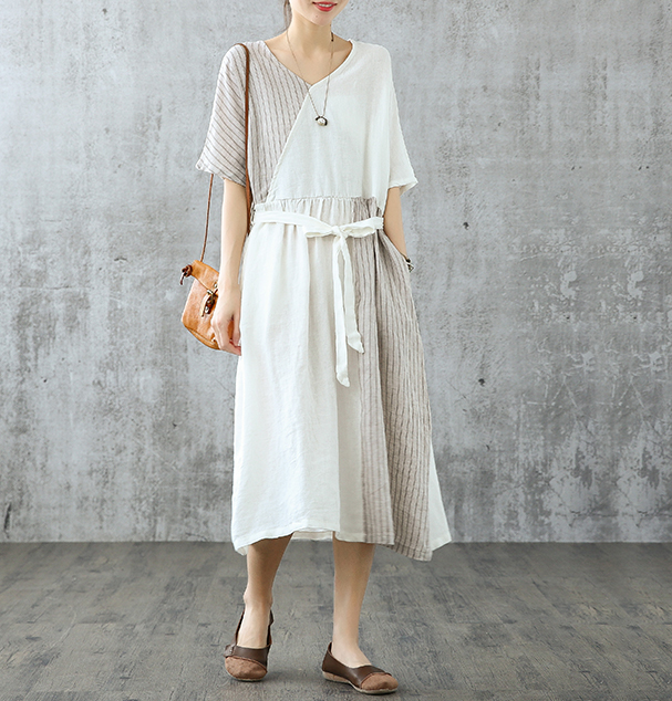 Summer Cotton Linen Spring Women Dresses QJ05085 VPPBUY shop