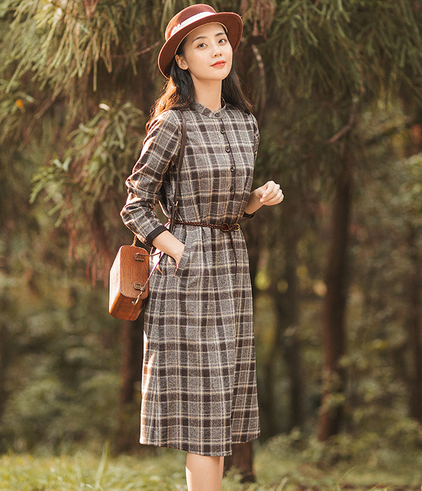 Plaid Summer Cotton Linen Spring Women Dresses QJ05083 VPPBUY shop