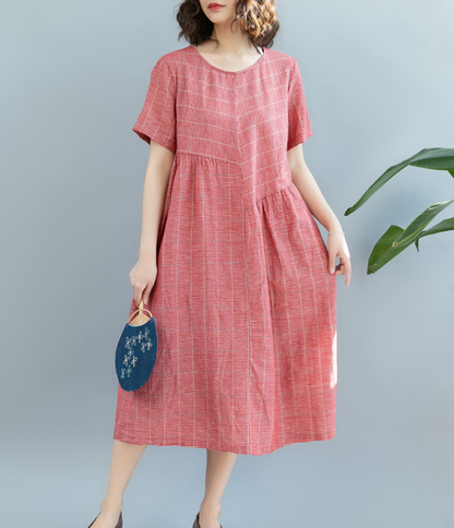 Red Summer Cotton Linen Spring Women Dresses QZ200522 VPPBUY shop