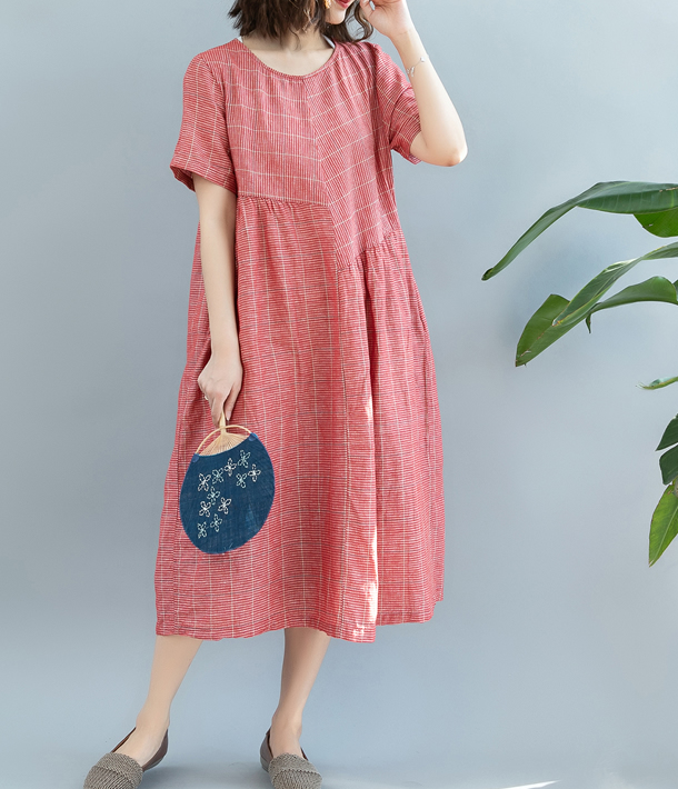 Red Summer Cotton Linen Spring Women Dresses QZ200522 VPPBUY shop