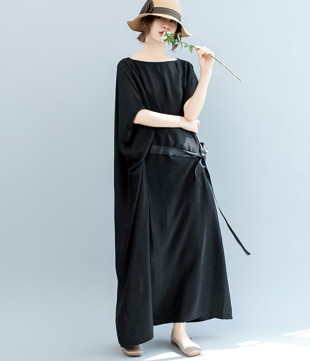 Black WaistLine Summer Cotton Linen Spring Women Dresses QZ200536 VPPBUY shop