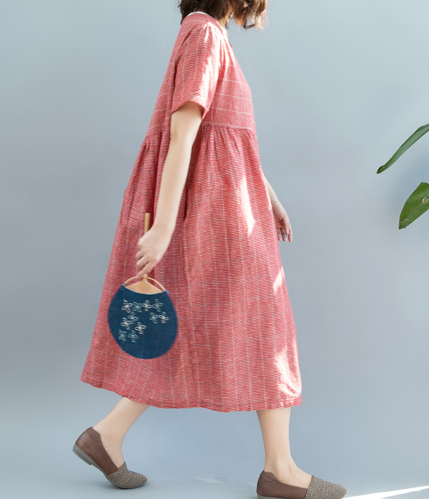 Red Summer Cotton Linen Spring Women Dresses QZ200522 VPPBUY shop