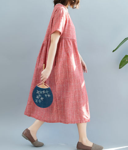 Red Summer Cotton Linen Spring Women Dresses QZ200522 VPPBUY shop