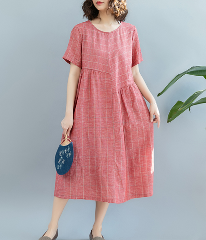 Red Summer Cotton Linen Spring Women Dresses QZ200522 VPPBUY shop