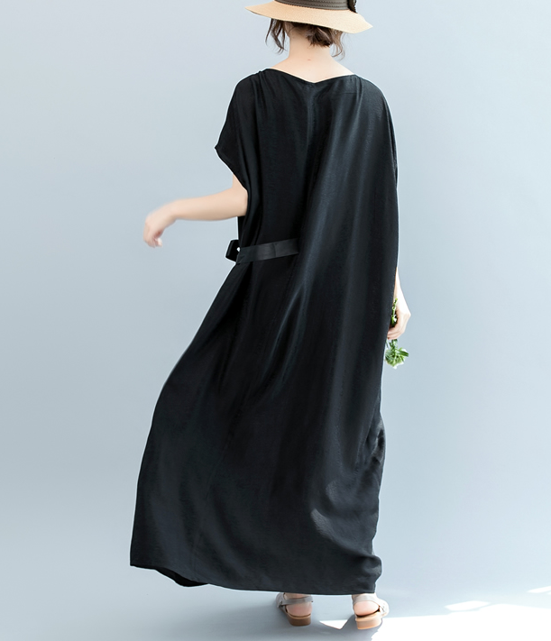 Black WaistLine Summer Cotton Linen Spring Women Dresses QZ200536 VPPBUY shop