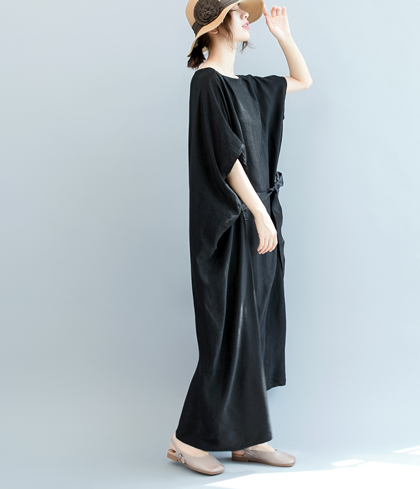 Black WaistLine Summer Cotton Linen Spring Women Dresses QZ200536 VPPBUY shop