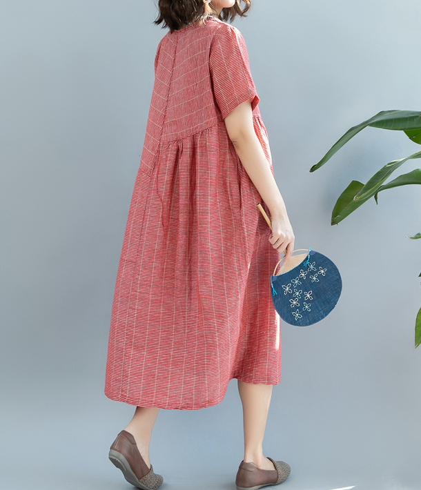 Red Summer Cotton Linen Spring Women Dresses QZ200522 VPPBUY shop