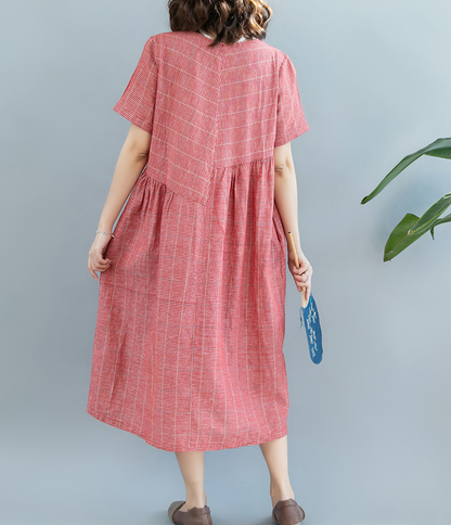 Red Summer Cotton Linen Spring Women Dresses QZ200522 VPPBUY shop