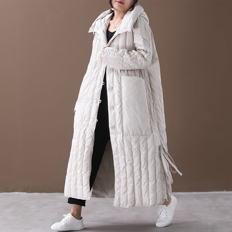 Hooded Duck Down Coat Jacket ,Single-breasted Long Winter Down Jacket 5566 VPPBUY shop